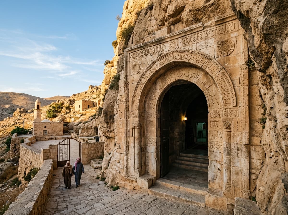 Entrance to the Cave of the Seven Sleepers (As-hab al-Kahf) in Jordan